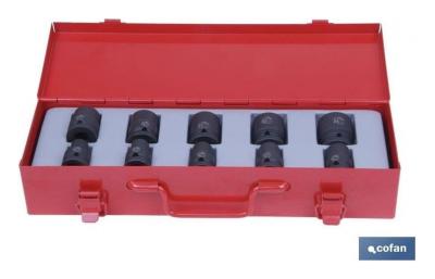 Juego de 10 vasos de impacto 1/2" de 10 a 24 mm en estuche - Cofan