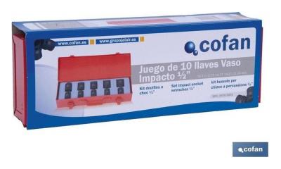 Juego de 10 vasos de impacto 1/2" de 10 a 24 mm en estuche - Cofan