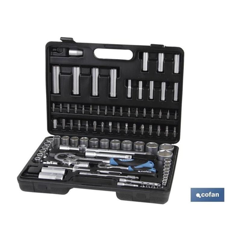 Maletín de herramientas 94 piezas 1/4" y 1/2" - Cofan-Juegos de herramientas y maletines completos-Handcar