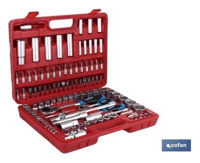 Maletín de herramientas 108 piezas 1/2" y 1/4" con carracas y vasos torx - Cofan