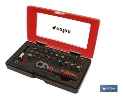 Set de mini carraca 1/4" con puntas de 33 piezas - Cofan