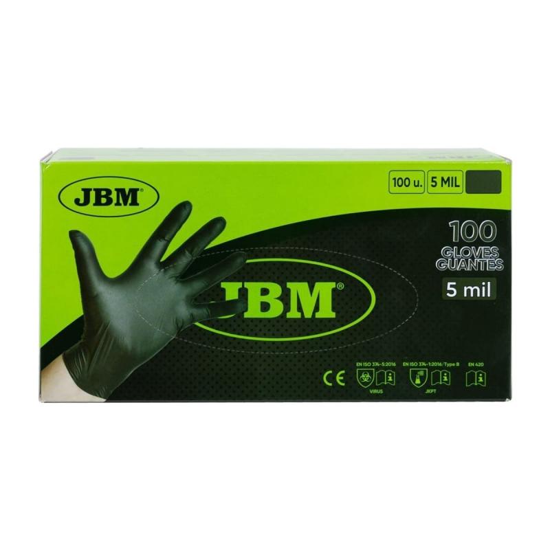 Guantes de nitrilo negro desechables L 100 ud - JBM-Guantes, EPIs y cuidado de manos-Handcar